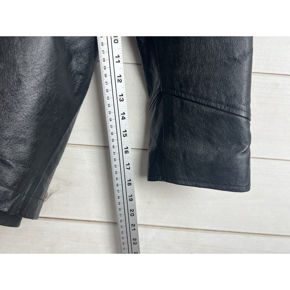 Men's Classic Black Leather Shirt Jacket - Picture 7 of 8